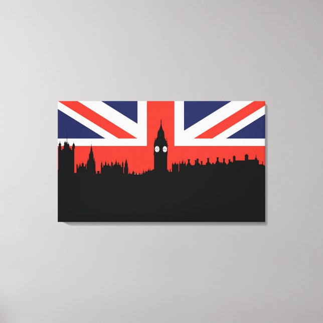 Toile Londres Skyline | Le drapeau britannique (Recto)