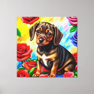 Toile Lonely Dachshund Carlin Puppy Chig Art