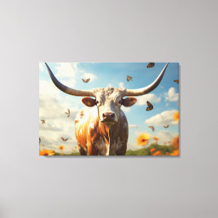 Toile Longhorn Love Stretted Canvas Imprimer