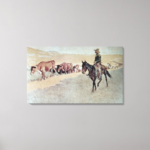 Toile Longhorns de remorquage du Texas (huile sur la