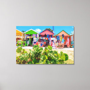 Toile Longue plage en bois colorée multi de baie des