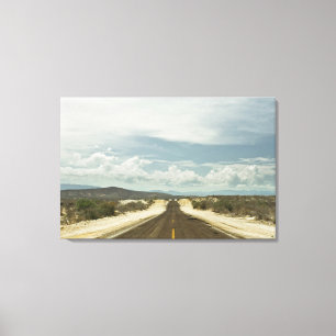 Toile Longue route droite par le paysage de Baja de