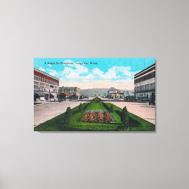 Toile Longview de la scène de Broadway, WA (Recto)