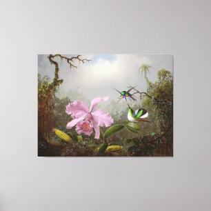 Toile L'orchidée HEADE Cattleya avec des colibris brésil