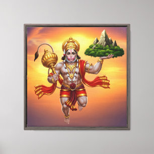 Toile Lord Hanuman Flying Lifting Mountain