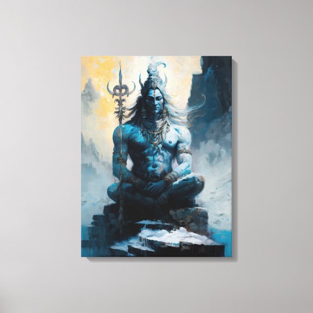 Toile Lord shiva méditation, chauffage au foyer, cadeau, (Recto)