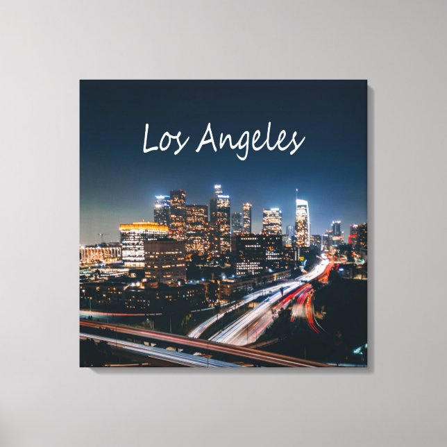 Toile Los Angeles California City Skyline la nuit (Recto)