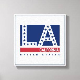 Toile Los Angeles, la Californie horizon rouge, blanc et