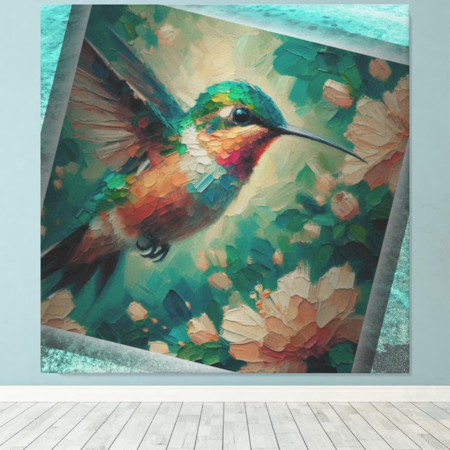 Toile Lost in the Sea — Hummingbird Textured Painting (Insitu (Plancher de Bois))