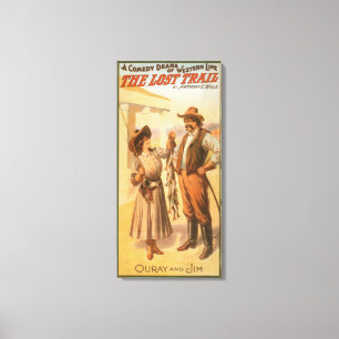 Toile Lost Trail Comedy - Woman Fishing Western