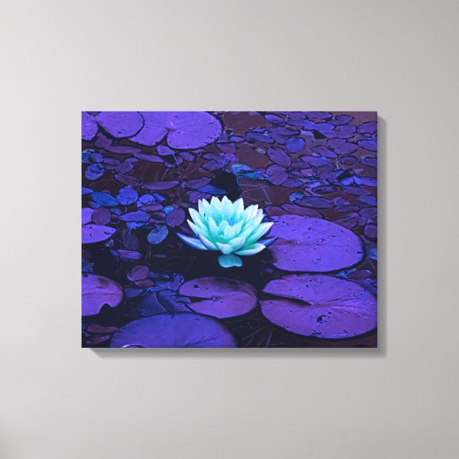 Toile Lotus Fleur Turquoise Purple Pond Zen (Recto)