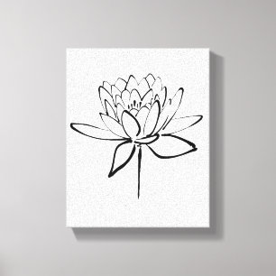 Toile Lotus Flower Black and White Ink Dessin Art