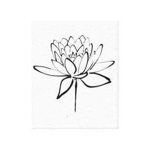 Toile Lotus Flower Black and White Ink Dessin Art
