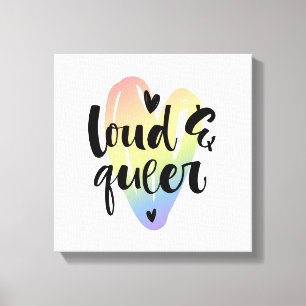 Toile Loud et Queer Coeur aquarelle