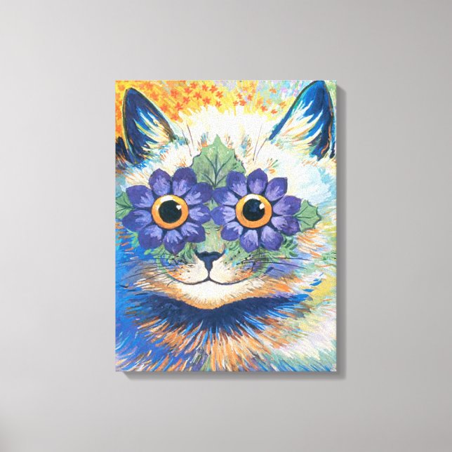 Toile Louis Wain, Chat aux yeux décorés de fleurs, (Recto)