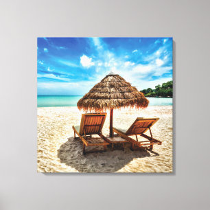 Toile Lounge on beach throw pillow