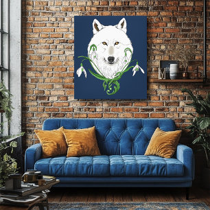 Toile Loup Arctique Blanc Mystique Hiver Perce-Neige Ble