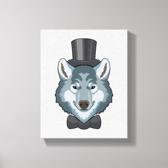 Toile Loup comme marié avec nœud papillon (Recto)