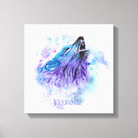 Loup d'aquarelle sauvage et libre - Médias mixtes