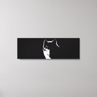 Toile Loup d'art pop noir et blanc