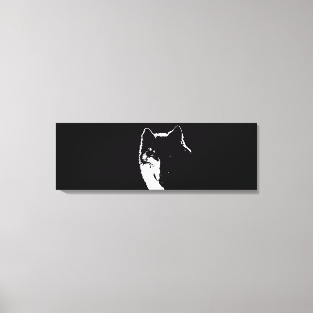 Toile Loup d'art pop noir et blanc (Recto)