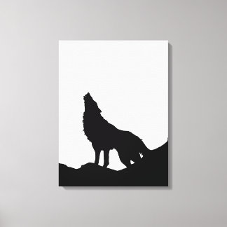 Toile Loup d'art pop noir et blanc hurle à la lune