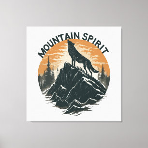 Toile Loup de la majesté de la montagne hurlant sur le p