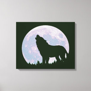 Toile Loup et lune