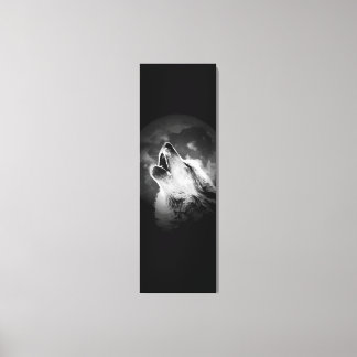 Toile Loup et lune de Howling noir et blanc