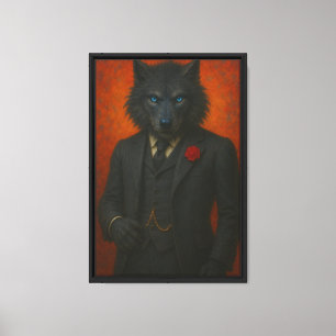 Toile Loup foncé en costume noir