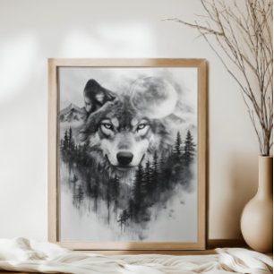Toile Loup gris enveloppé