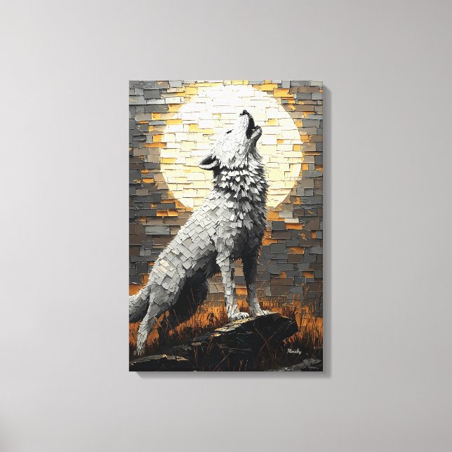 Toile Loup hurlant dans un style d'impasto dynamique (Recto)
