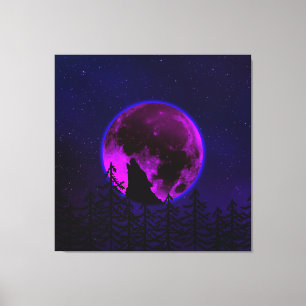 TOILE LOUP HURLANT LUNE MAGENTA 