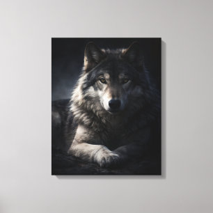 Toile Loup Moody – Portrait de faune sombre