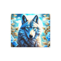 Loup solitaire dans le jardin Rose bleu enchanté