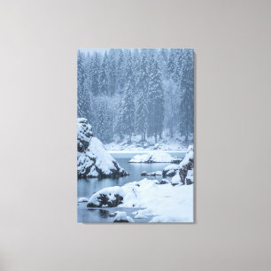 Toile Lourde chute de neige lac Fusine, Italie