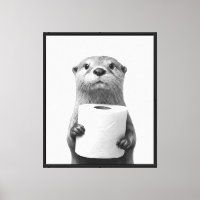 Loutre stoïque tenant un rouleau de papier toilett