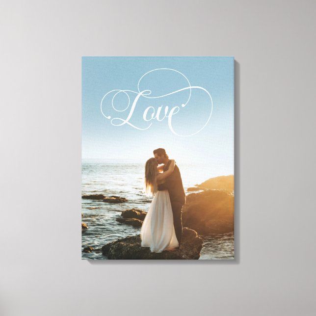 Toile Love Calligraphie Mariage Photo (Recto)