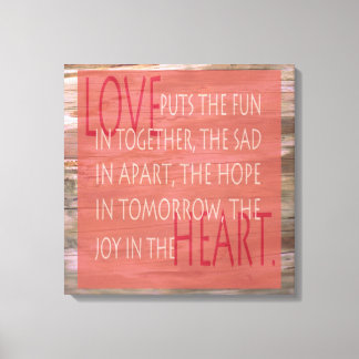 Toile Love expressive poème rustique panneau murale toil