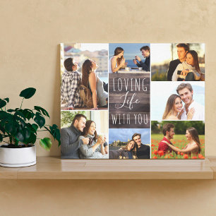 Toile Love Life with You 7 Photo Collage - Bois rustique