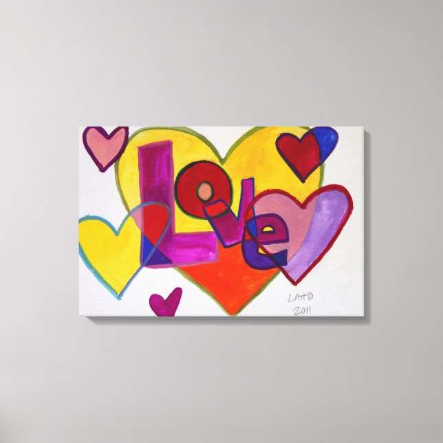 Toile Love Patchwork Hearts Peinture Canvas Imprimer (Recto)