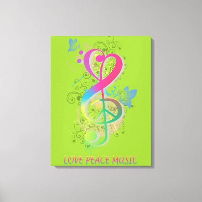 Toile Love Peace Music Splatter tournoie des fleurs oise (Recto)