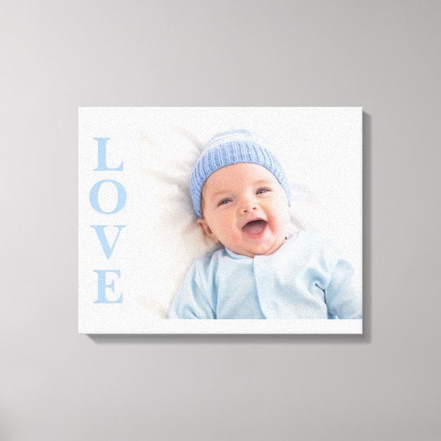 Toile Love Photo Keepsaké Blue Typography Canvas (Recto)