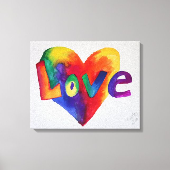 Toile Love Rainbow Heart Art Peinture Canvas Imprimer (Recto)