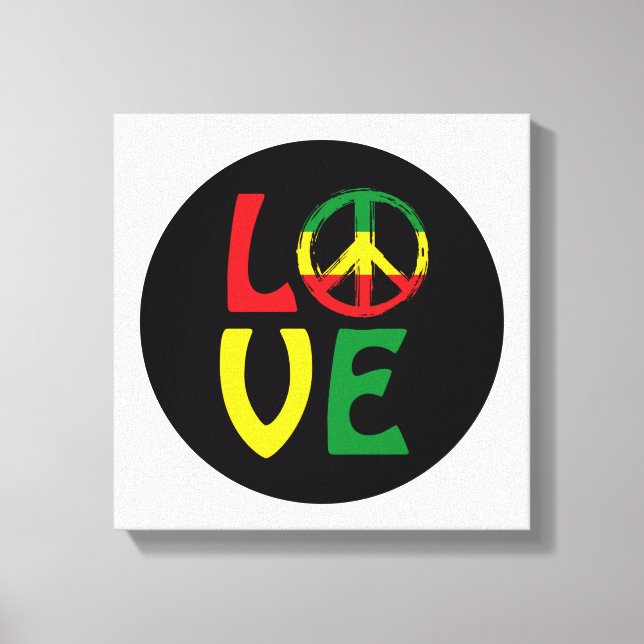Toile LOVE Reggae avec symbole de paix (Recto)