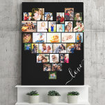 Toile Love Script Heart Formé 29 Photo Collage Enveloppé<br><div class="desc">Créez votre propre toile enveloppée avec 29 de vos photos préférées. Le modèle photo est mis en place pour créer un collage photo en forme de coeur d'amour, affichant vos photos dans un mélange de formats portrait, paysage et instragram carré. Téléchargez vos photos en ligne, de haut en bas. Le...</div>