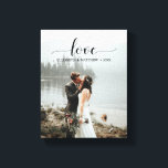 Toile Love Script manuscrit Mariage personnalisé photo<br><div class="desc">Ce design imprimé Love Script manuscrit Personnalisé Mariage Photo Canvas Imprimer qui peut être customisé avec votre texte. Cliquez sur le bouton "Customiser" et utilisez notre outil de conception pour modifier ce modèle. Découvrez le magasin Graphic Art Design pour d'autres produits qui correspondent à ce design !</div>