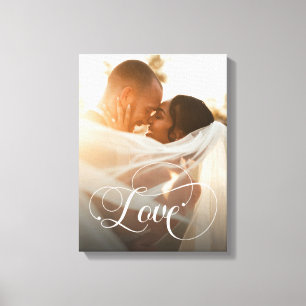 Toile Love Script photo personnalisée nouvellement marié