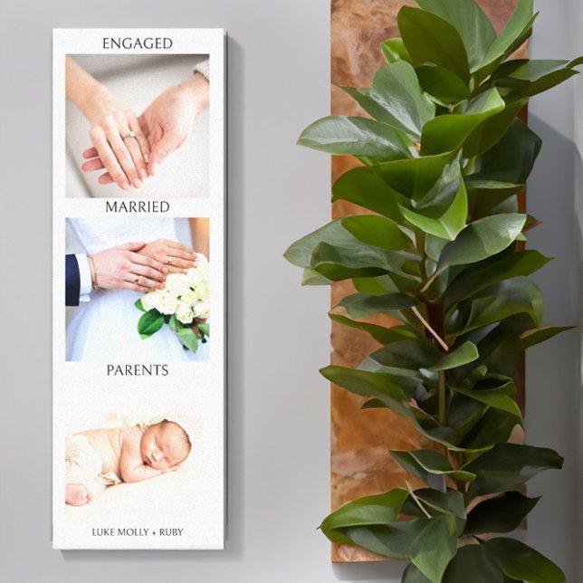 Toile Love Story Engagé Parents Mariés Couple Photo (New Baby Love Story Timeline Photo Canvas by Darling & May)