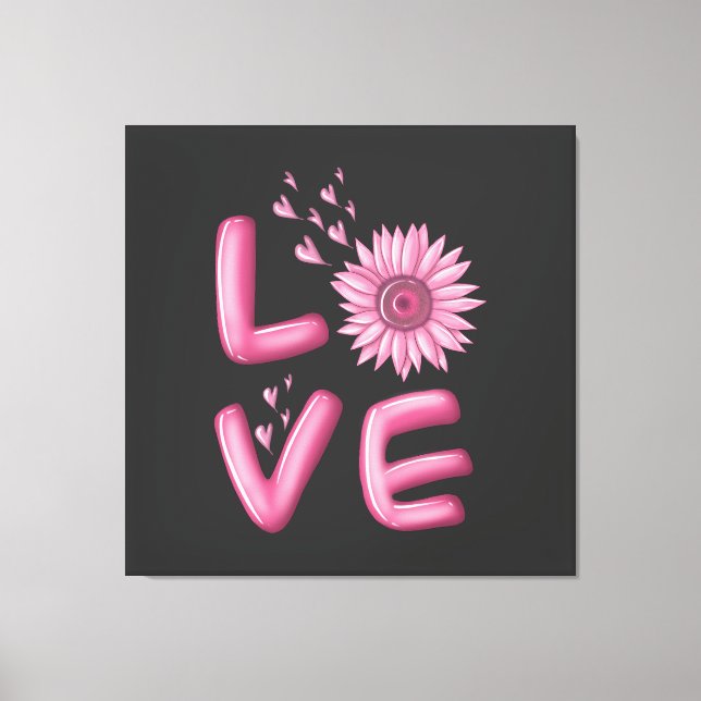 Toile Love Tournesol Rose (Recto)